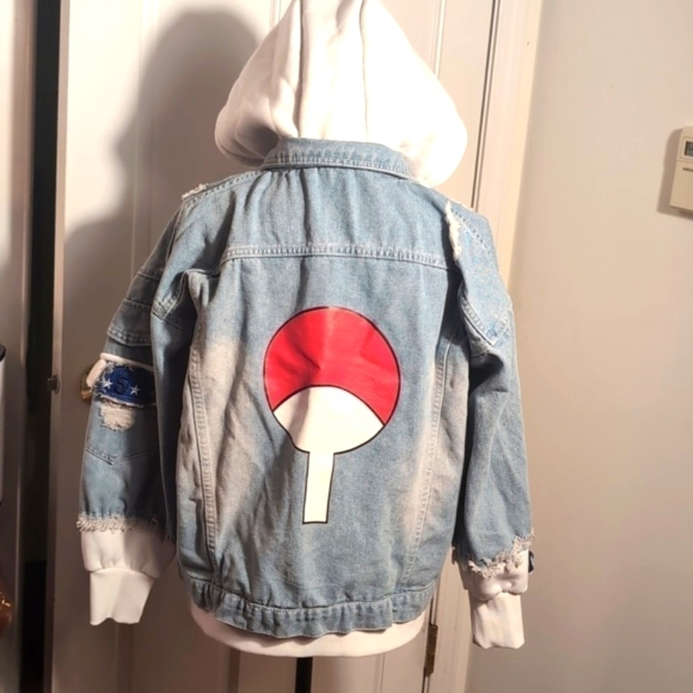 Naruto Kakashi Hatake Denim Jacket Hoodie Unisex M - Picture 7 of 14
